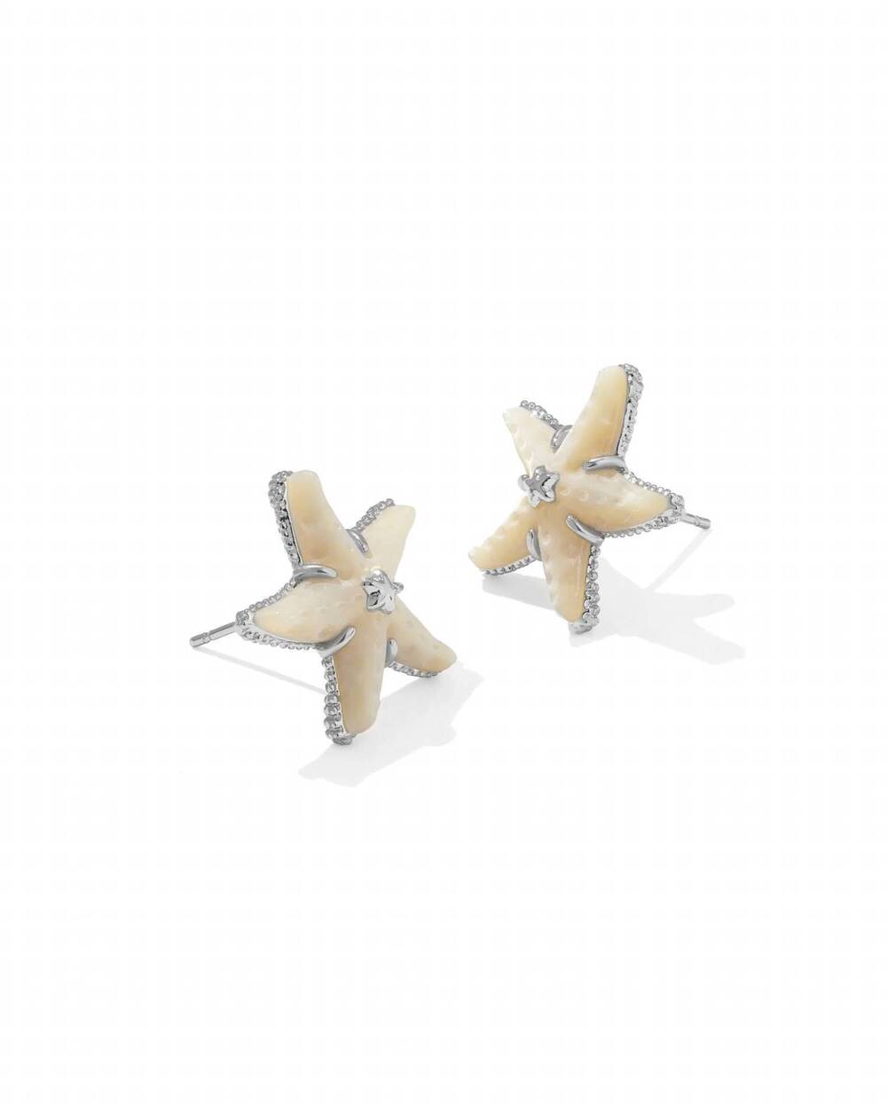 NEW KENDRA SCOTT women's parker starfish stud earrings in silver natural mother